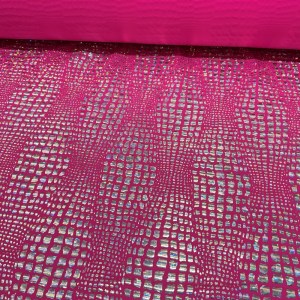 Nylon Spandex, Hot Pink, Crocodile print. D05
